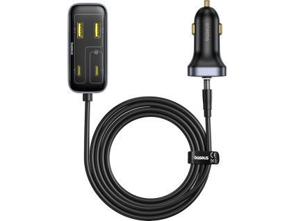 Autonabíjačka Baseus BackseatPal L1 110W 3 x USB-A + 3 x USB-C s predlžovacím káblom 1,5 m - čierna