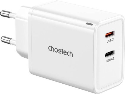 Choetech PD6013, GaN, 2x USB-C, síťová nabíječka PD65W (bílá)