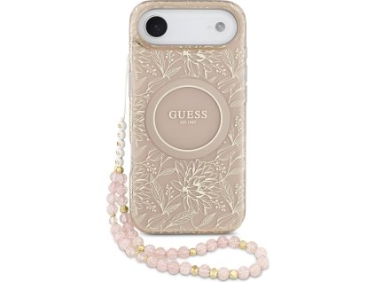 Guess IML Flowers Allover Strap MagSafe Zadní Kryt pro iPhone Air Pink