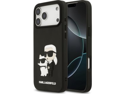 Karl Lagerfeld 3D Rubber Karl and Choupette Zadní Kryt pro iPhone 17 Pro Max Black