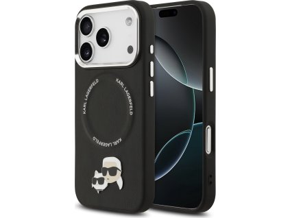 Karl Lagerfeld PU Karl and Choupette Heads Pins MagSafe Zadní Kryt pro iPhone 17 Pro Max Black