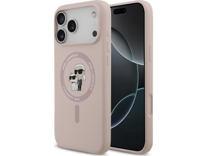 Karl Lagerfeld Liquid Silicone Karl and Choupette MagSafe Zadní Kryt pro iPhone 17 Pro Max Pink