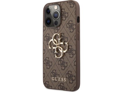 Guess PU 4G Metal Logo Zadní Kryt pro iPhone 13 Pro Brown