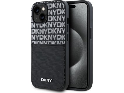 DKNY PU Leather Repeat Pattern Card Pocket Zadní Kryt pro iPhone 14 Black