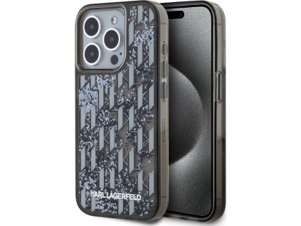 Karl Lagerfeld Liquid Glitter Monogram Gradient Zadní Kryt pro iPhone 15 Pro Max Black
