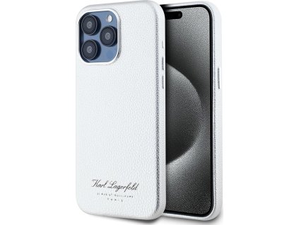 Karl Lagerfeld Grained PU Hotel RSG Zadní Kryt pro iPhone 15 Pro Max Grey