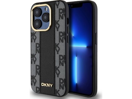 DKNY PU Leather Checkered Pattern Magsafe Zadní Kryt pro iPhone 15 Pro Max Black