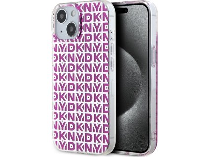 DKNY PC/TPU Repeat Pattern Zadní Kryt pro iPhone 15 Pink
