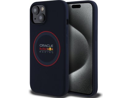 Red Bull Silicone Red Ring MagSafe Zadní Kryt pro iPhone 15 Navy