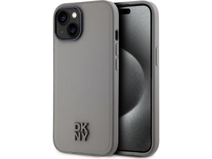 DKNY PU Leather Stack Logo Magsafe Zadní Kryt pro iPhone 15 Grey