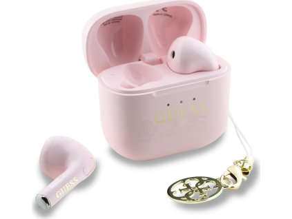 Guess Classic Logo Charm TWS Bezdrátová Sluchátka Pink