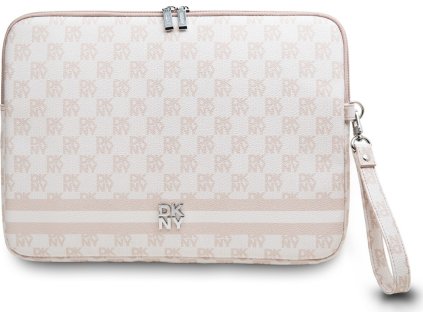 DKNY PU Leather Checkered Pattern and Stripe Obal na Notebook 13/14" Pink