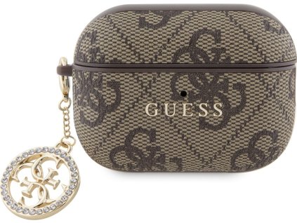 Guess 4G Script PC/PU Charm Pouzdro pro AirPods Pro 2 Brown