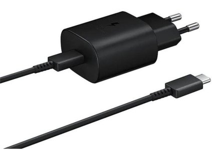 EP-TA800EBE + EP-DG980BBE Samsung 25W Cestovní nabíječka + USB-C/USB-C Datový Kabel Black (OOB Bulk)