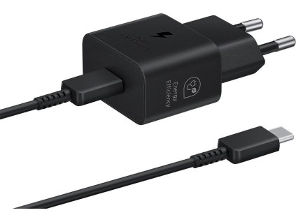 EP-T2510EBE + EP-DN980BBE Samsung USB-C 25W Cestovná nabíjačka + USB-C Dátový Kábel Black (OOB Bulk)