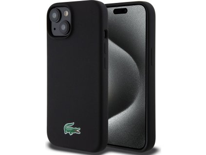 Lacoste Liquid Silicone Microfiber Croc Logo Magsafe Zadný Kryt pre iPhone 15 Black