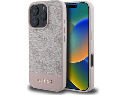 Guess PU 4G Stripe Zadný Kryt pre iPhone 16 Pro Pink