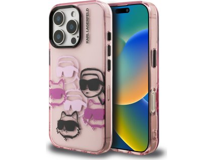 Karl Lagerfeld IML Multi K&CH Heads Zadný Kryt pre iPhone 16 Pro Pink