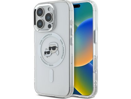 Karl Lagerfeld IML K&CH Heads Metal Frame MagSafe Zadný Kryt pre iPhone 16 Pro Max Transparent