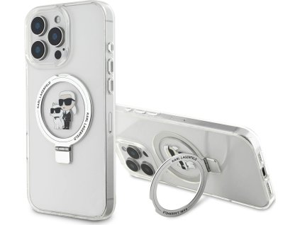 Karl Lagerfeld Ringstand Karl and Choupette MagSafe Zadný Kryt pre iPhone 16 Pro Max White