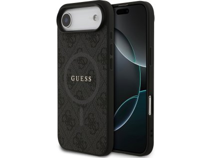 Guess PU Leather 4G Colored Ring MagSafe Zadný Kryt pre iPhone Air Black