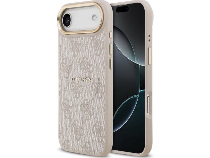 Guess PU Leather 4G Gold Frame MagSafe Zadný Kryt pre iPhone Air Pink