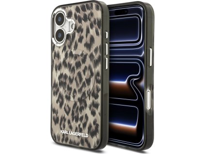 Karl Lagerfeld IML Leopard MagSafe Zadný Kryt pre iPhone 17 Brown