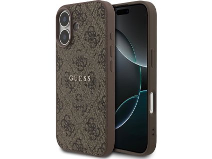 Guess PU Leather 4G Colored Ring MagSafe Zadný Kryt pre iPhone 17 Brown