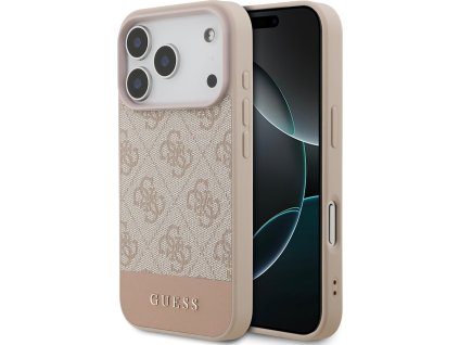 Guess PU 4G Stripe Zadný Kryt pre iPhone 17 Pro Pink