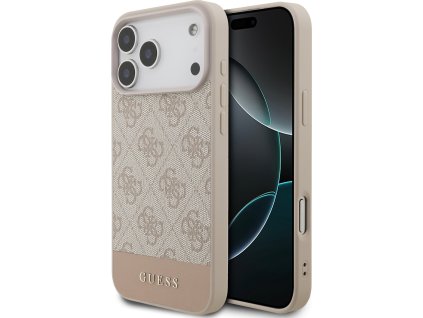 Guess PU 4G Stripe Zadný Kryt pre iPhone 17 Pro Max Pink