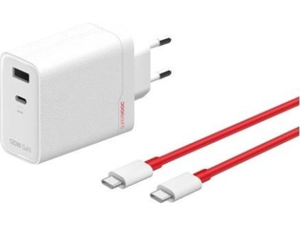 OnePlus SUPERVOOC 120W Dual USB-A + USB-C Cestovní Nabíječka + USB-C/USB-C Kabel White
