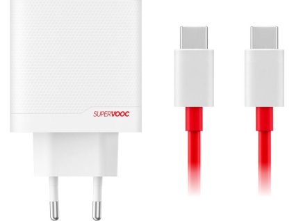 OnePlus SUPERVOOC 80W GaN Dual USB-A + USB-C Cestovní Nabíječka + USB-C/USB-C Kabel  White