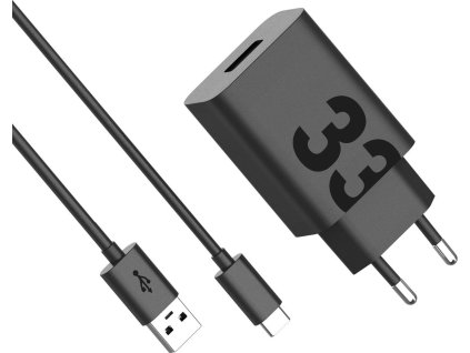 MC-332L Motorola TurboPower USB-A 33W Cestovná Nabíjačka + USB-C Dátový Kábel Black