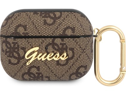 Guess 4G Script PC/PU Pouzdro pro Airpods Pro Brown