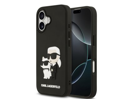 Karl Lagerfeld 3D Rubber Karl and Choupette Zadní Kryt pro iPhone 17 Black