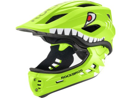 Detská cyklistická prilba Rockbros TT-32004 Shark s odnímateľnou čeľusťou, veľkosť M (54-58) - zelená