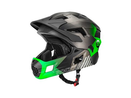 Detská cyklistická prilba Rockbros TS-61 10110061004 s odnímateľnou bradou, veľkosť M (54-57) - zelená
