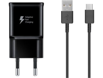 EP-TA200EBE + EP-DG970BBE Samsung 15W Cestovní nabíječka + USB-C Datový Kabel Black (OOB Bulk)