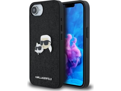 Karl Lagerfeld Fixed Glitter Metal K&CH Zadní Kryt pro iPhone 16e Black