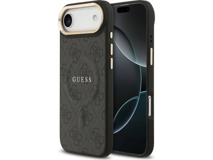 Guess PU Leather 4G Gold Frame MagSafe Zadní Kryt pro iPhone Air Black