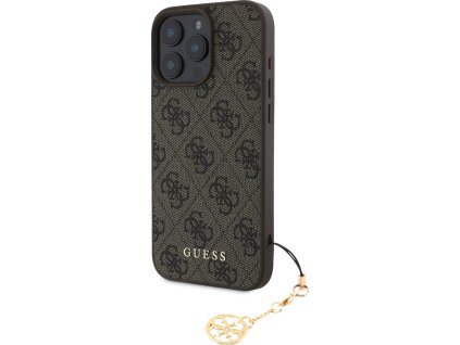 Guess 4G Charm Zadní Kryt pro iPhone 16 Pro Max Tone on Tone Brown