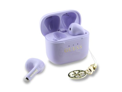 Guess Classic Logo Charm TWS Bezdrátová Sluchátka Purple