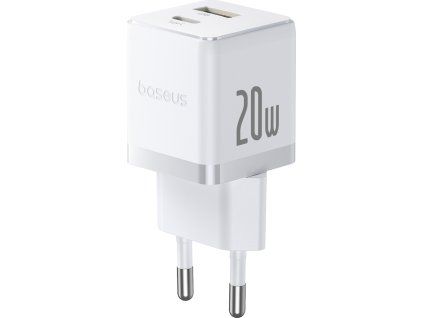 Baseus Palm Rýchla Nabíjačka USB-A + USB-C 20W Biela