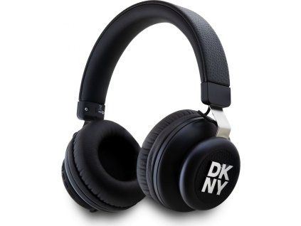 DKNY PU Leather Stack Logo Bezdrôtové Slúchadlá, Čierna