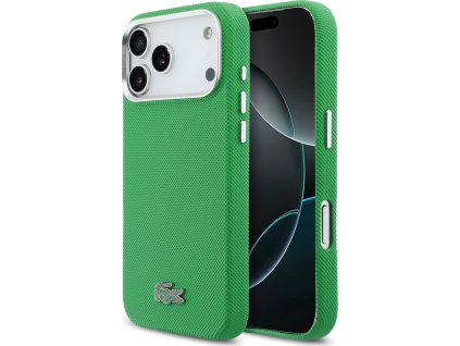 Lacoste PVC Iconic Petit Pique Metal Logo MagSafe Zadní Kryt pro iPhone 17 Pro Max Green