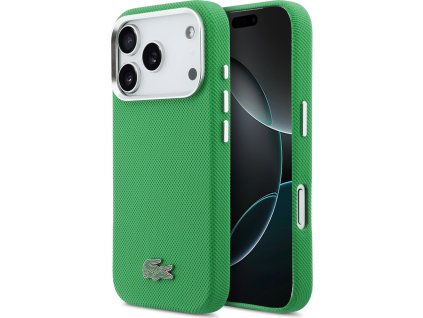 Lacoste PVC Iconic Petit Pique Metal Logo MagSafe Zadní Kryt pro iPhone 17 Pro Green