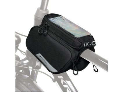Brašna na rám kola Wozinsky + odnímatelný kryt na telefon do 6,5" 1,5l černá (WBB7BK)