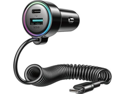 Autonabíječka Joyroom JR-CL07 72W 3v1 s 1,6m kabelem USB-C – černá