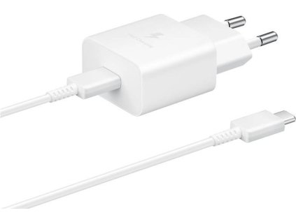 EP-T1510EWE + EP-DA705BWE Samsung 15W Cestovní nabíječka + USB-C/USB-C Datový Kabel White (OOB Bulk)