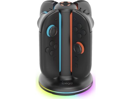 iPega SW2052 Nabíjecí Stanice s RGB pro JoyCon Ovladače Nintendo Switch 2 Black (Pošk. Balení)